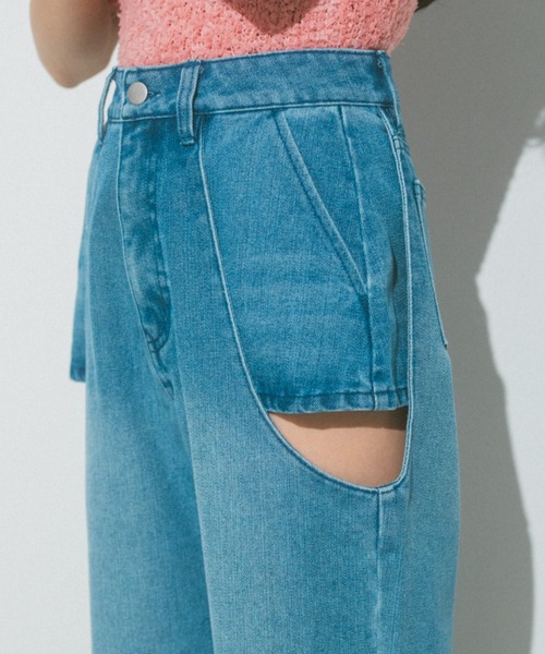 「VANNIE U」 加工デニムパンツ S ブラック レディース
