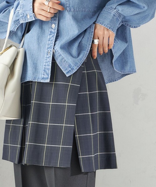 SHIPS スカート チェック プリーツ 巻き : ZOZOTOWN Yahoo!店