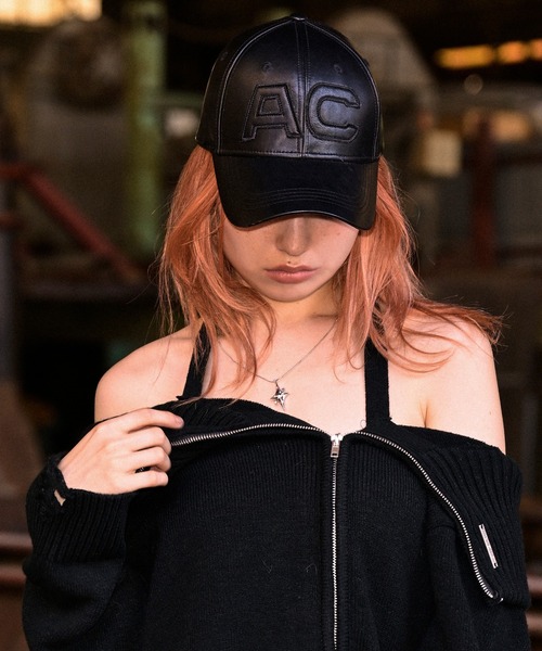 ACLENT（アクレント） キャップ 帽子 ヴィーガンレザーロゴキャップ