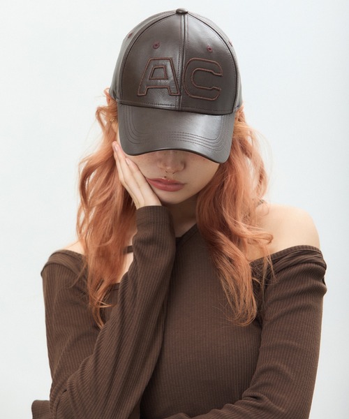 ACLENT（アクレント） キャップ 帽子 ヴィーガンレザーロゴキャップ