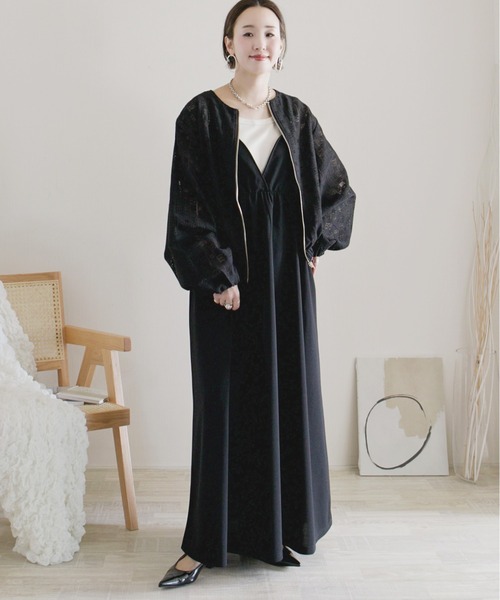 「ECRIRE」 ジップアップブルゾン M ブラック レディース_画像7