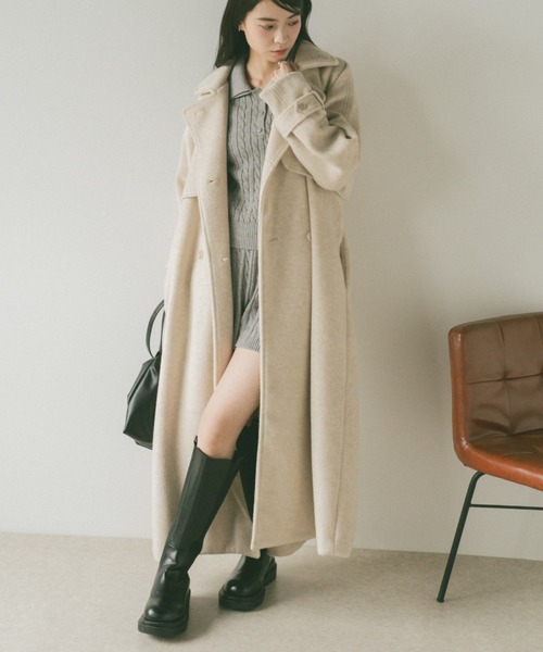 uncrave ウール　トレンチコート ベージュ サイズ1 アニュアンス anuans ウールトレンチコート （GREY BEIGE） -靴