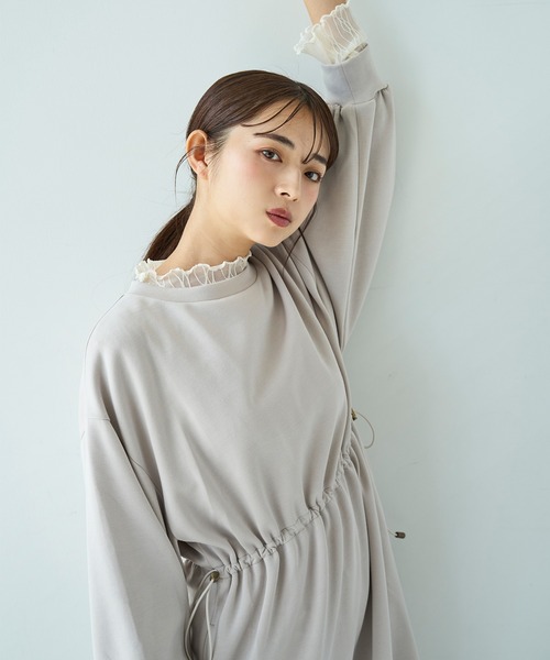 milk スウェット ワンピース ぴえろ mil（ミル） ワンピース ドロストスウェット 長袖ワンピース「586102