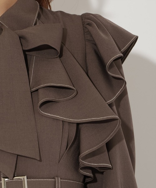 AND COUTURE コットンレースフリルシャツワンピース アンドクチュール アンドクチュール AND COUTURE コットンレースフリルシャツワンピース