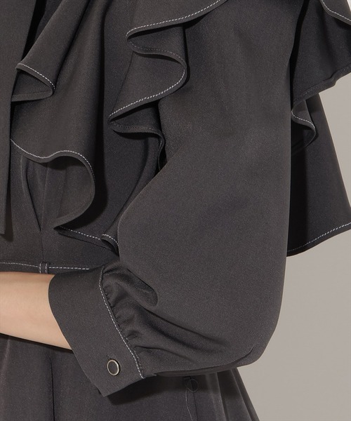 AND COUTURE（アンドクチュール） ワンピース フリルケープ7分袖