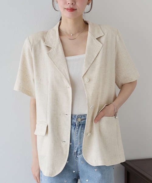 「BLUEEAST」 テーラードジャケット MEDIUM ベージュ レディース_画像3