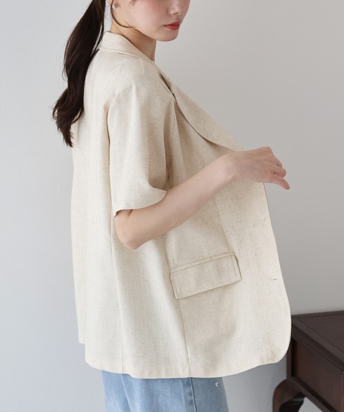 「BLUEEAST」 テーラードジャケット MEDIUM ベージュ レディース_画像6