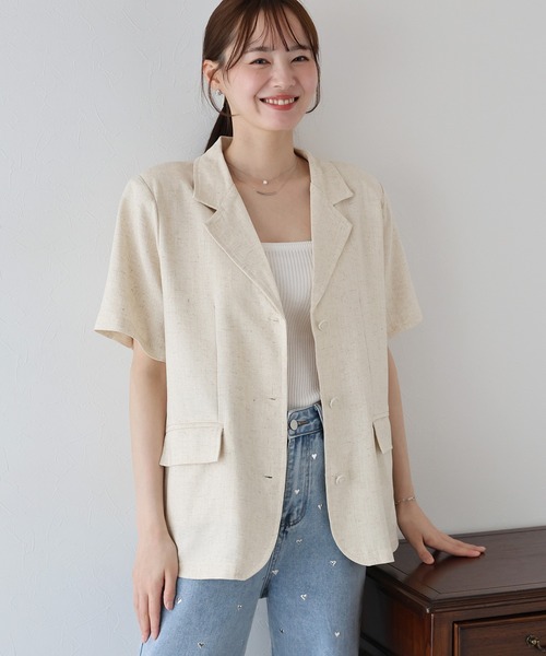 「BLUEEAST」 テーラードジャケット MEDIUM ベージュ レディース_画像7