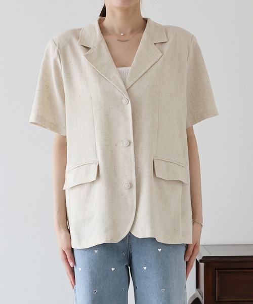 「BLUEEAST」 テーラードジャケット MEDIUM ベージュ レディース_画像9