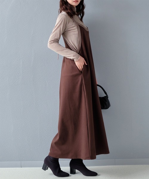 ワンピース 前後2WAY 配色デザインロングキャミワンピース : ZOZOTOWN