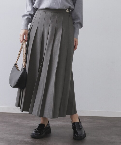 WAAC プリーツスカート　グレー　2サイズ WOMEN ウールライクプリーツスカート チャコール