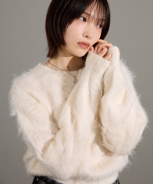 【新品未使用】ichi Antiquités アルパカ混 シャギー ニット イチアンティークス アルパカ混 シャギーニットフーディープルオーバー