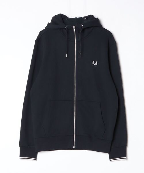 【美品】　フレッドペリー　ダブルジップジャケット　メンズLサイズ ネイビー FRED PERRY（フレッドペリー） ジップアップパーカー L ネイビー