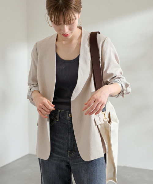 FRAMeWORK（フレームワーク） ノーカラージャケット 36 ベージュ