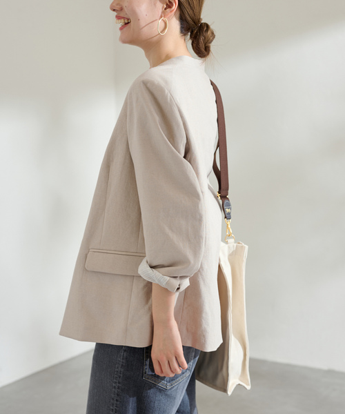 FRAMeWORK（フレームワーク） ノーカラージャケット 36 ベージュ