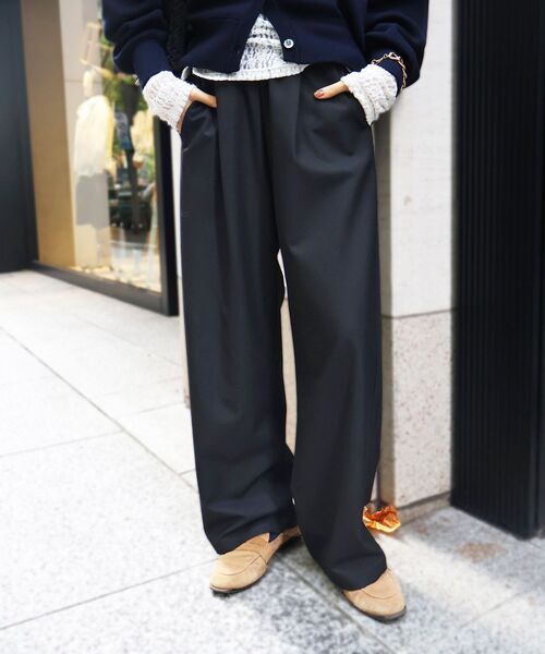 le.coeur blanc（ルクールブラン） パンツ ストレッチ裏起毛イージー