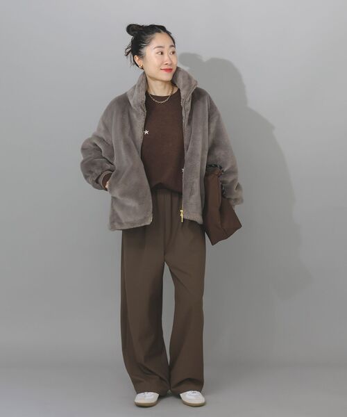 le.coeur blanc（ルクールブラン） パンツ ストレッチ裏起毛イージー