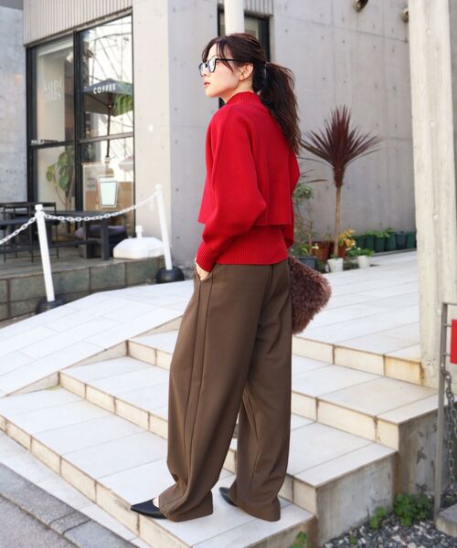 le.coeur blanc（ルクールブラン） パンツ ストレッチ裏起毛イージー