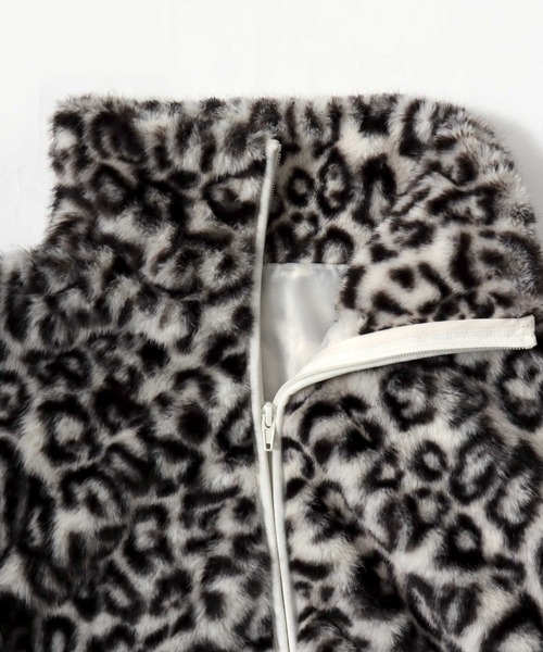 レオパード柄ファーショートジャケット レオパード柄 フェイクファージャケット - 古着屋グレープフルーツ