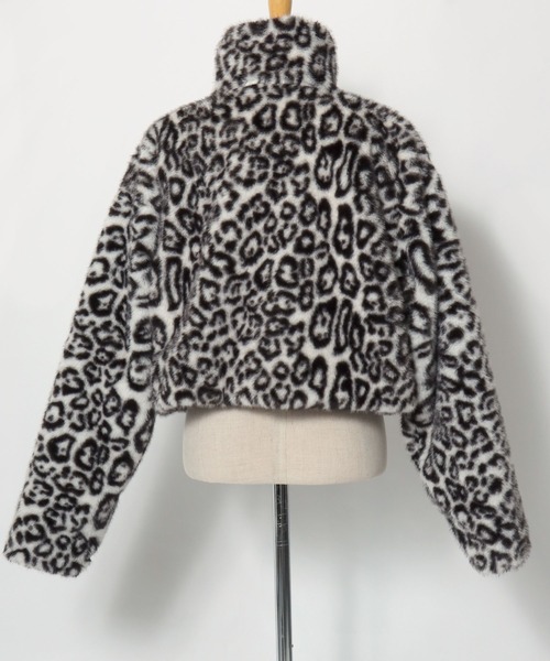 ブルゾン アウター レオパード ミックスシャギーファー スタンド