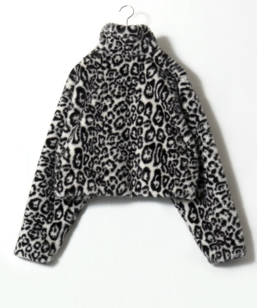 ブルゾン アウター レオパード ミックスシャギーファー スタンド