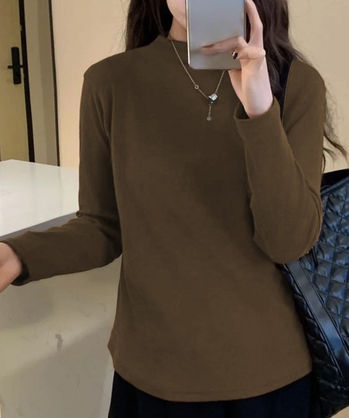LOWO tシャツ ボトルネック カットソー 長袖 レディース きれいめ