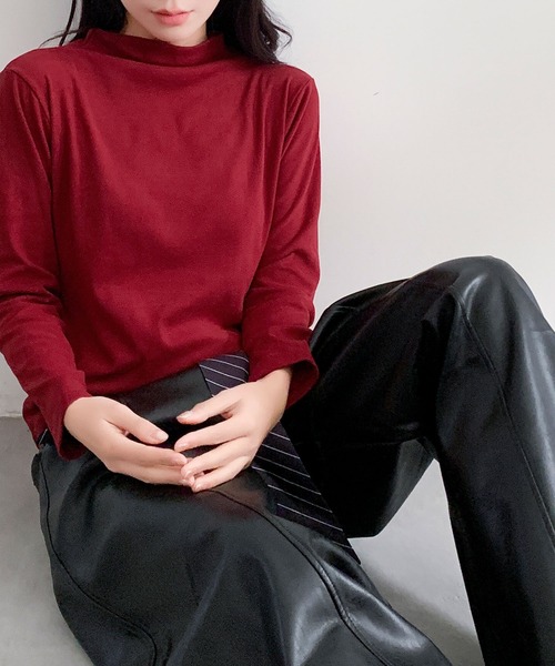 LOWO tシャツ ボトルネック カットソー 長袖 レディース きれいめ