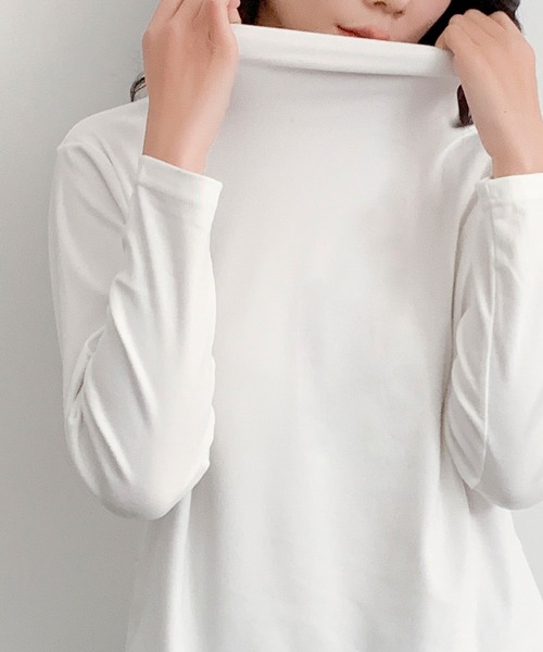 LOWO tシャツ ボトルネック カットソー 長袖 レディース きれいめ