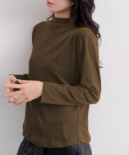 LOWO tシャツ ボトルネック カットソー 長袖 レディース きれいめ