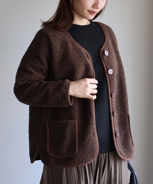 sin.ca ジャケット ノーカラージャケット パイピングボアジャケット