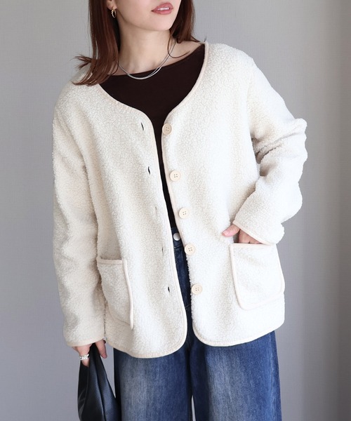 sin.ca ジャケット ノーカラージャケット パイピングボアジャケット