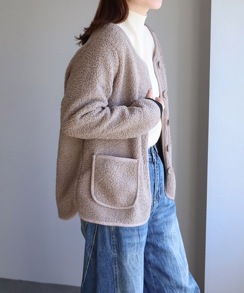 sin.ca ジャケット ノーカラージャケット パイピングボアジャケット