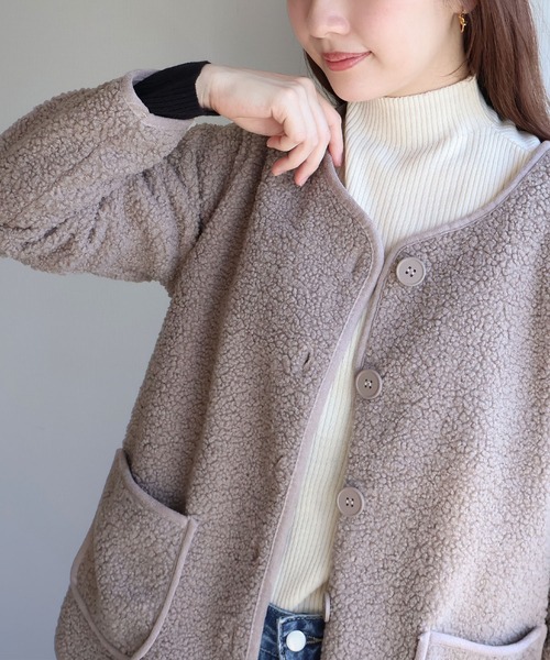 sin.ca ジャケット ノーカラージャケット パイピングボアジャケット