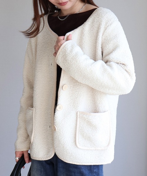 sin.ca ジャケット ノーカラージャケット パイピングボアジャケット