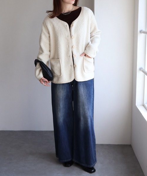 sin.ca ジャケット ノーカラージャケット パイピングボアジャケット