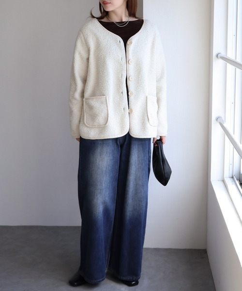 sin.ca ジャケット ノーカラージャケット パイピングボアジャケット