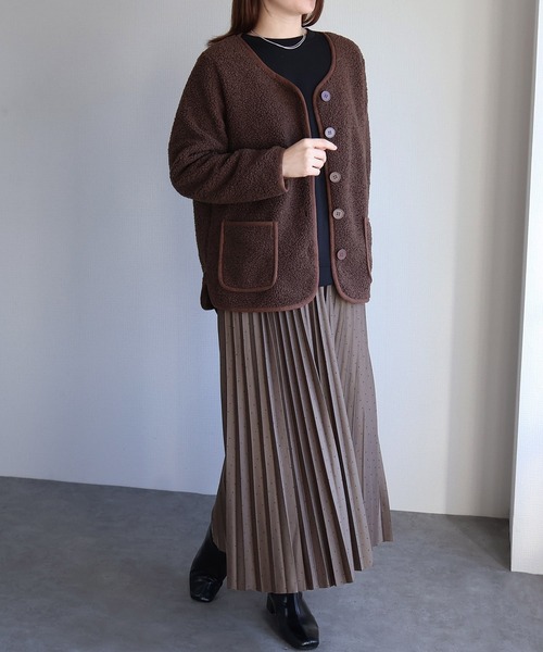 sin.ca ジャケット ノーカラージャケット パイピングボアジャケット