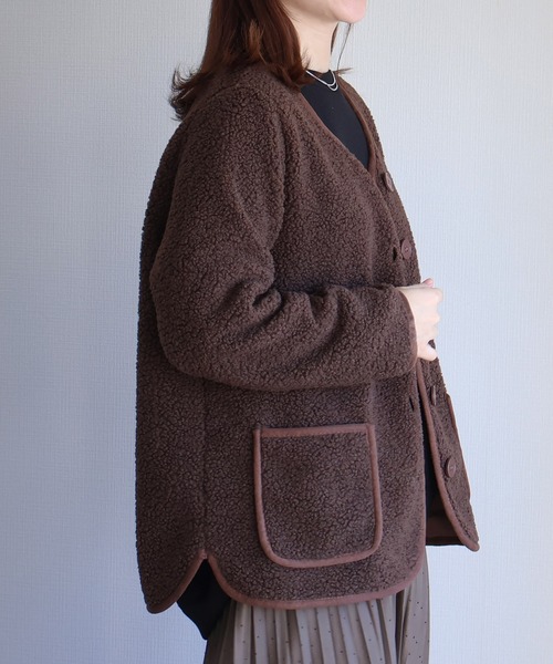 sin.ca ジャケット ノーカラージャケット パイピングボアジャケット