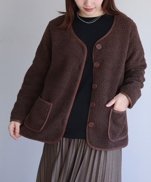 sin.ca ジャケット ノーカラージャケット パイピングボアジャケット