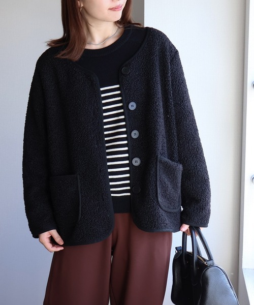 sin.ca ジャケット ノーカラージャケット パイピングボアジャケット