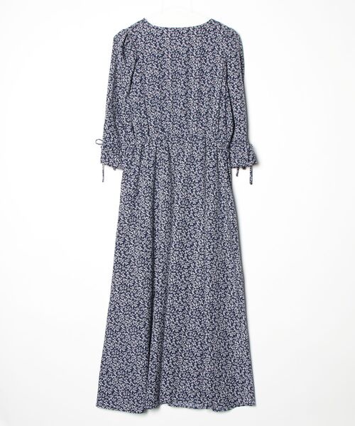「JUNOAH」 花柄7分袖ワンピース X-LARGE ブルー レディース_画像2