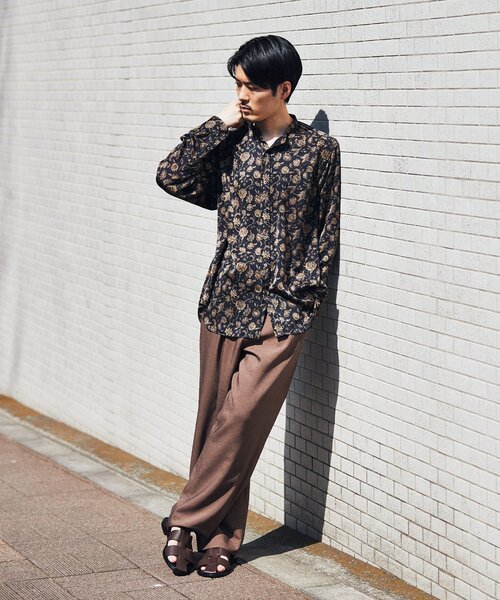 「EDIFICE LA BOUCLE」 長袖シャツ 1 ブラックミックス メンズ_画像2