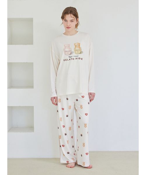 gelato pique（ジェラートピケ） パジャマ ルームウェア 総柄ロング