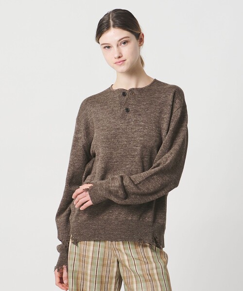 LOEFF（ロエフ） ニット セーター 「LOEFF」ダメージ ヘンリーネック