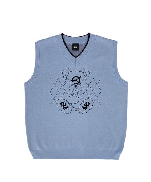 「OY」 ノースリーブニット FREE ブルー メンズ_画像3