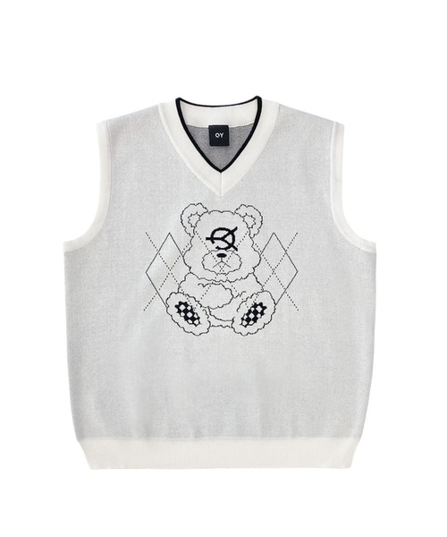 「OY」 ノースリーブニット FREE ブルー メンズ_画像4