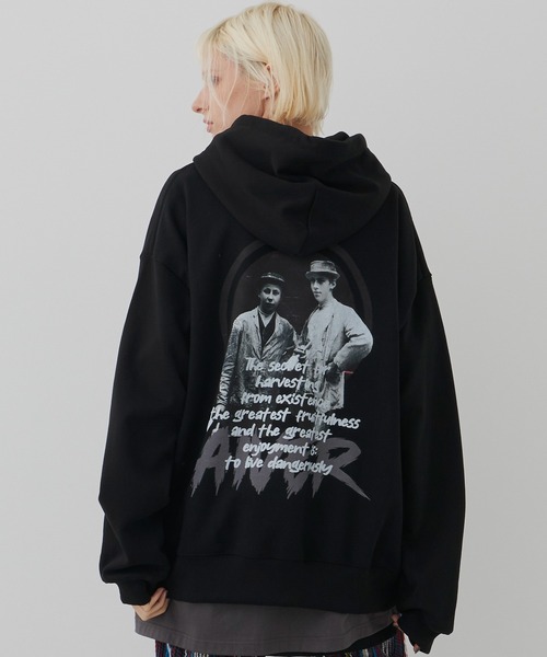 「AIVER」 プルオーバーパーカー MEDIUM ブラック メンズ_画像3