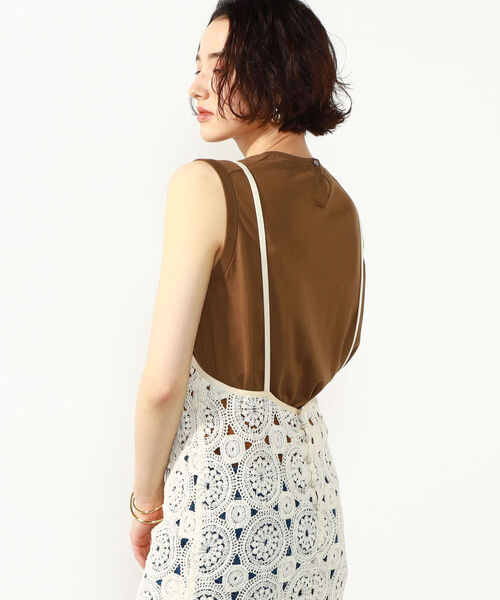 「Rie Miller」 ノースリーブワンピース 38 ベージュ レディース_画像5