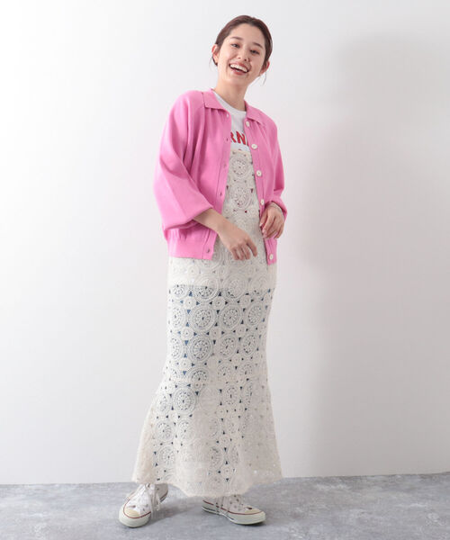 「Rie Miller」 ノースリーブワンピース 38 ベージュ レディース_画像8