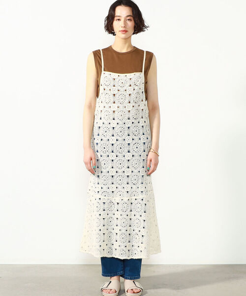 「Rie Miller」 ノースリーブワンピース 38 ベージュ レディース_画像10